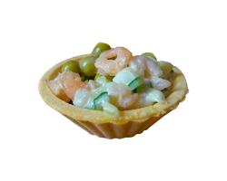 Мини-тарталетка с салатом из морепродуктов в ассортименте